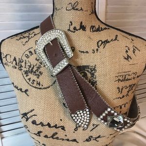 Ladies Leather and rhinestone bling belt